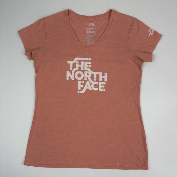 The North Face Women’s Pink V-Neck Short Sleeve Casual T-Shirt M/C36.3 - Picture 5 of 15